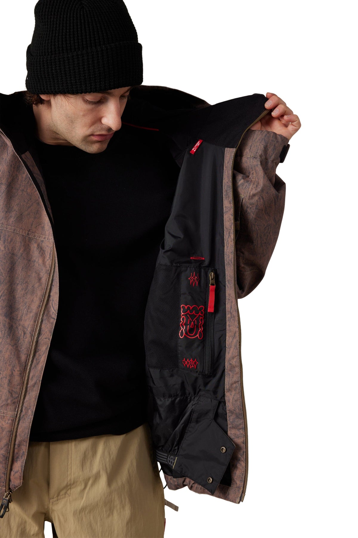 686 Dojo Shell Snow Jacket Brown Crinkle Wash 2027 Men's Snow Jackets 686
