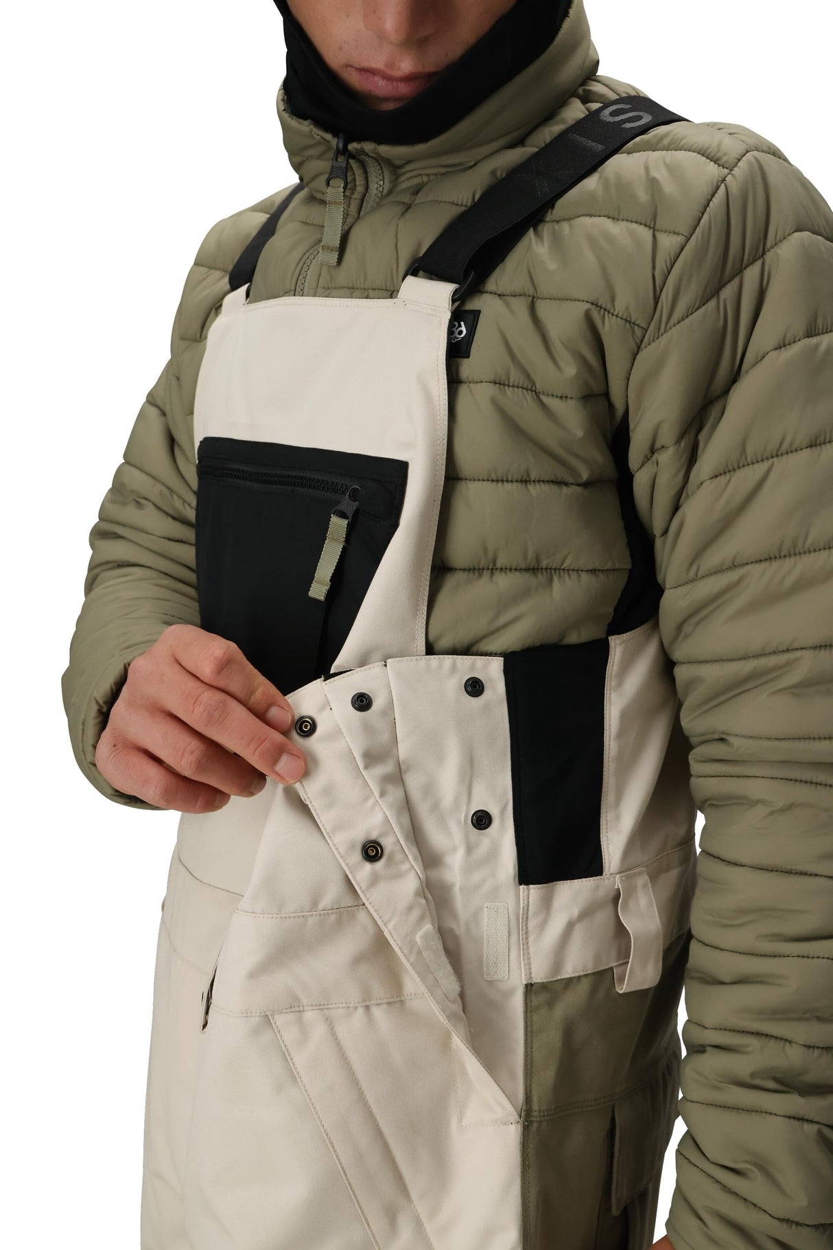 686 Hot Lap Insulated Snowboard Bib Pants Limestone Colorblock 2026 Men's Snow Bib Pants 686