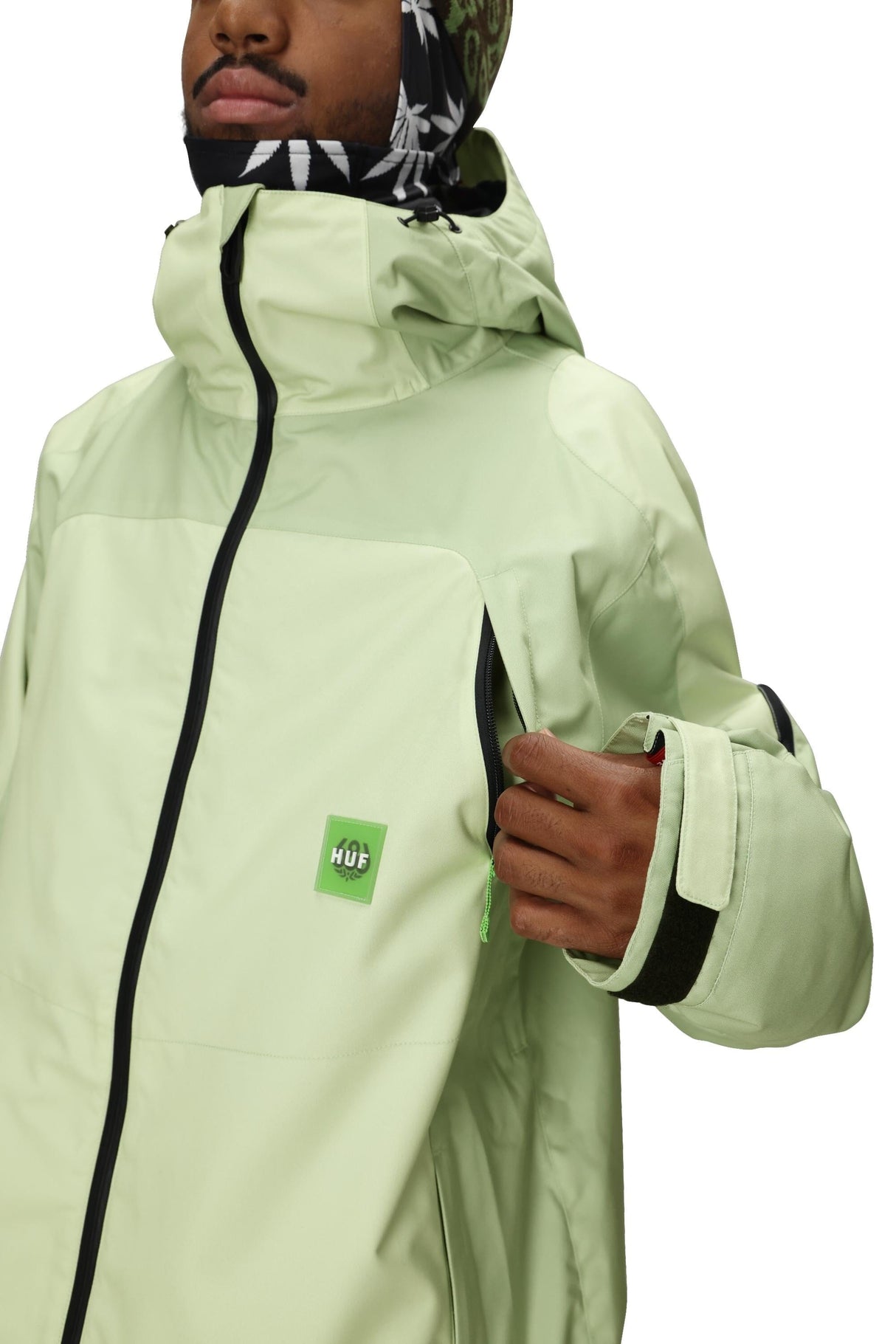 686 HUF Double H Shell Snowboard Jacket HUF Green Colorblock 2026 Men's Snow Jackets 686
