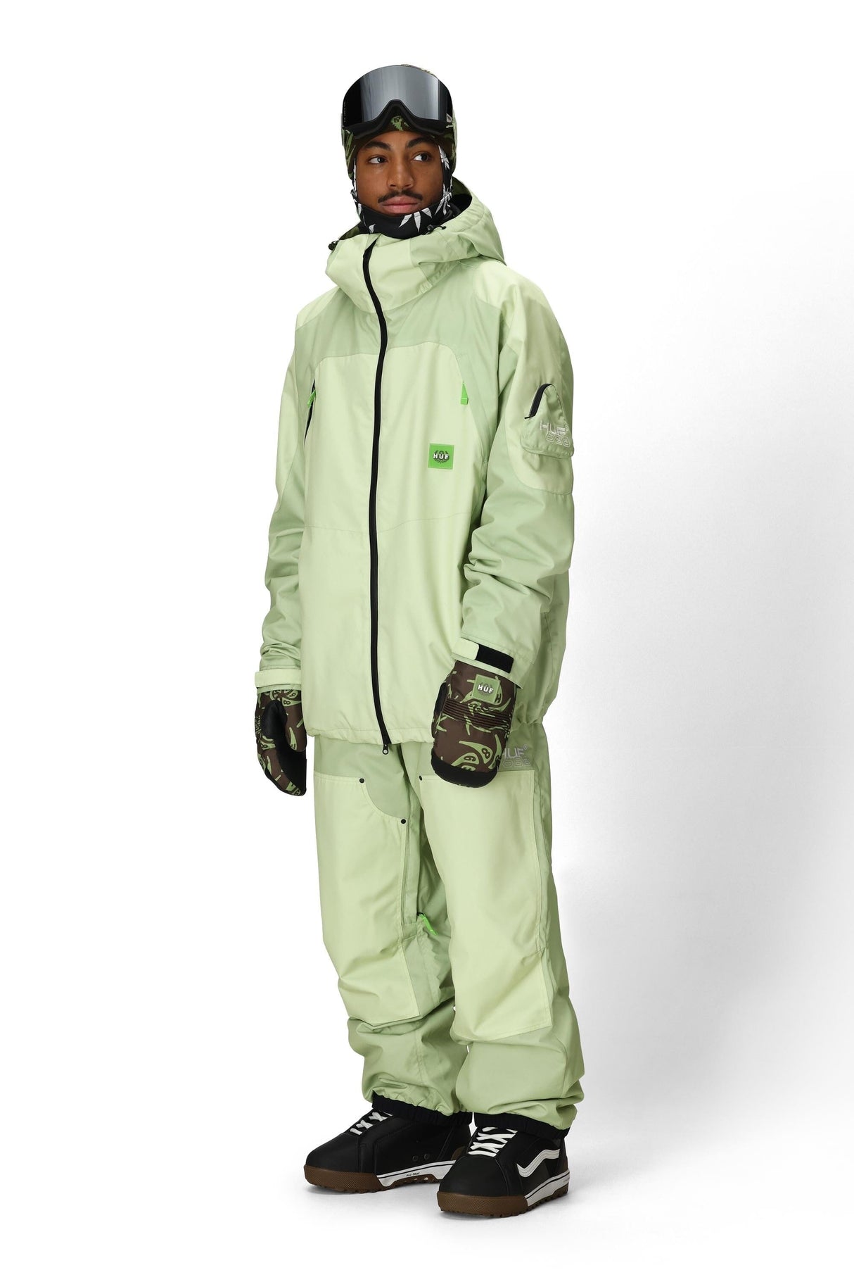 686 HUF Double H Shell Snowboard Jacket HUF Green Colorblock 2026 Men's Snow Jackets 686