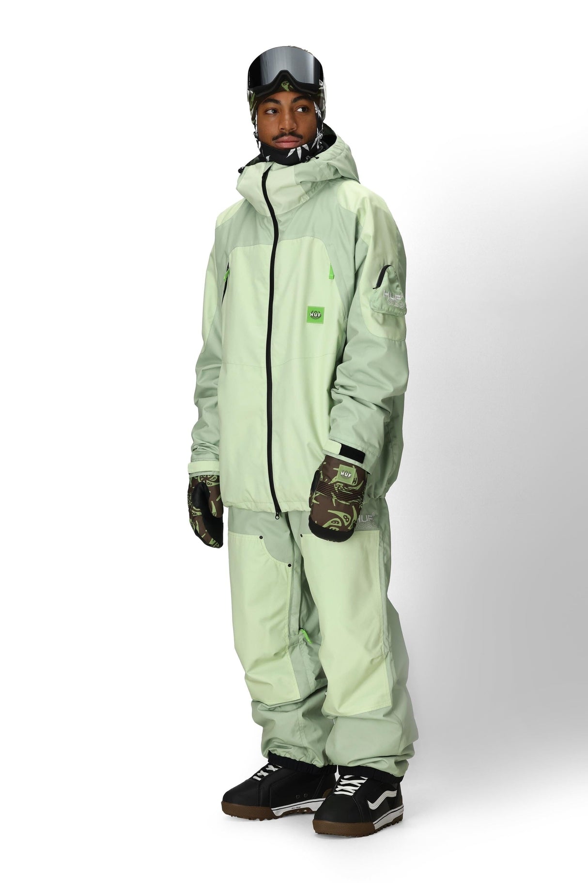 686 HUF Double H Shell Snowboard Pants HUF Green Colorblock 2026 Men's Snow Pants 686