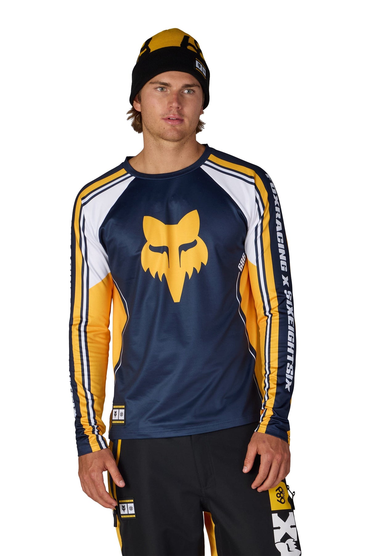 686 Fox Racing Base Layer Top Fox Yellow Colorblock Men's Base Layers 686