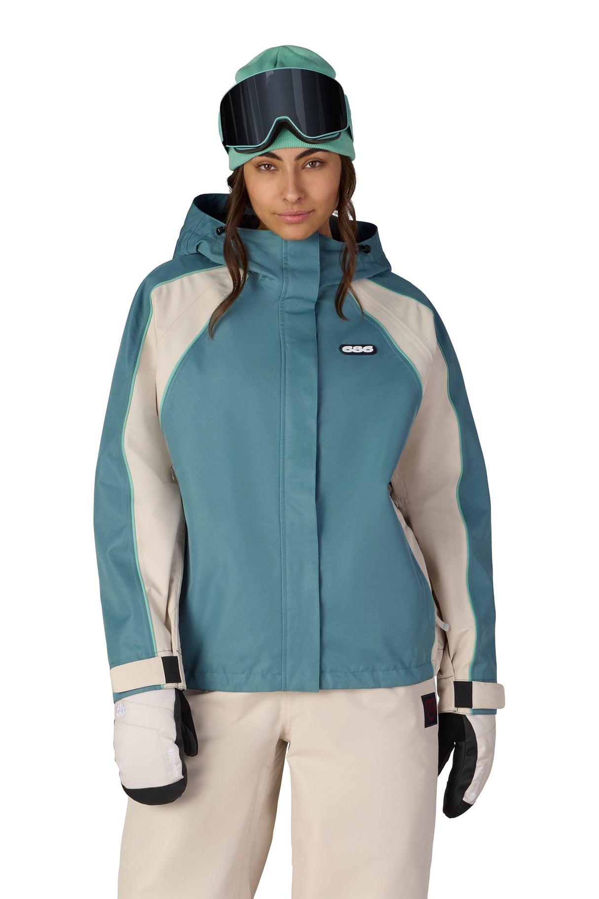 686 Women's Hologram Shell Snow Jacket Pale Firn Colorblock 2027 Women's Snow Jackets 686