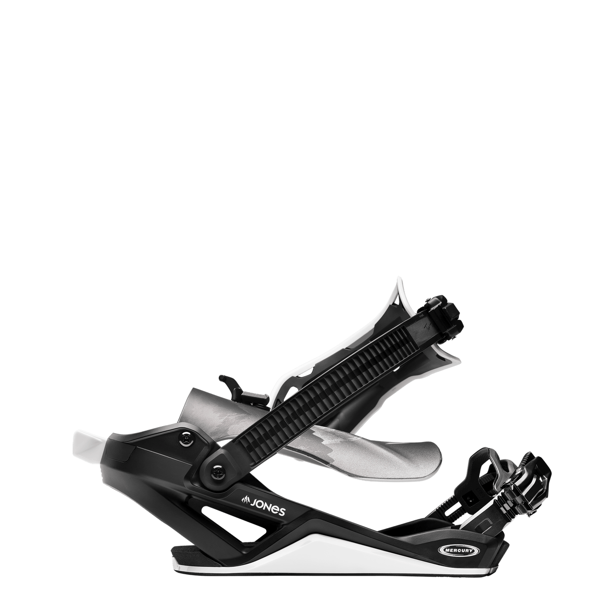 JONES Mercury FASE Snowboard Bindings MTN Black/Silver 2027 Men's Snowboard Bindings Jones Snowboards