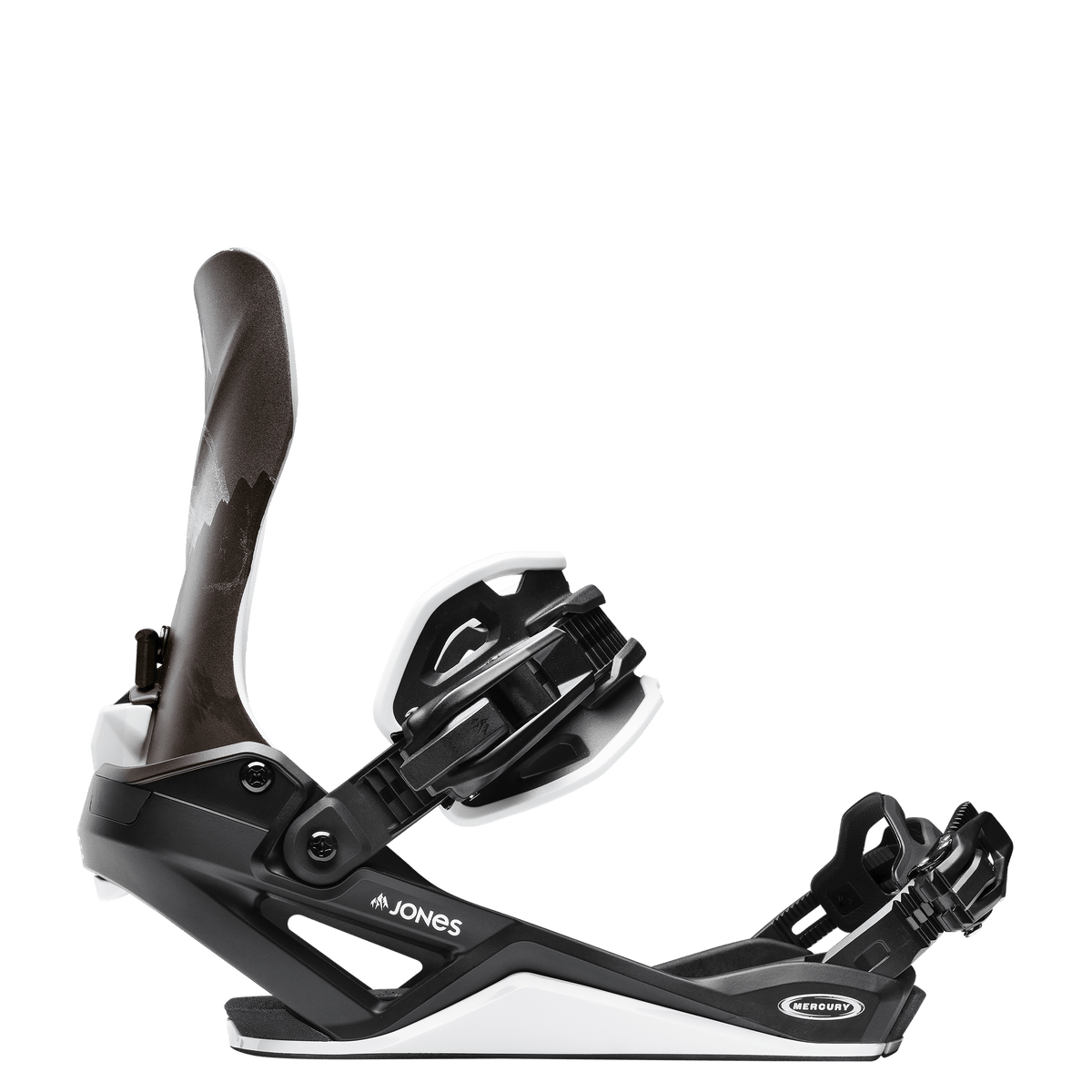 JONES Mercury FASE Snowboard Bindings MTN Black/Silver 2027 Men's Snowboard Bindings Jones Snowboards