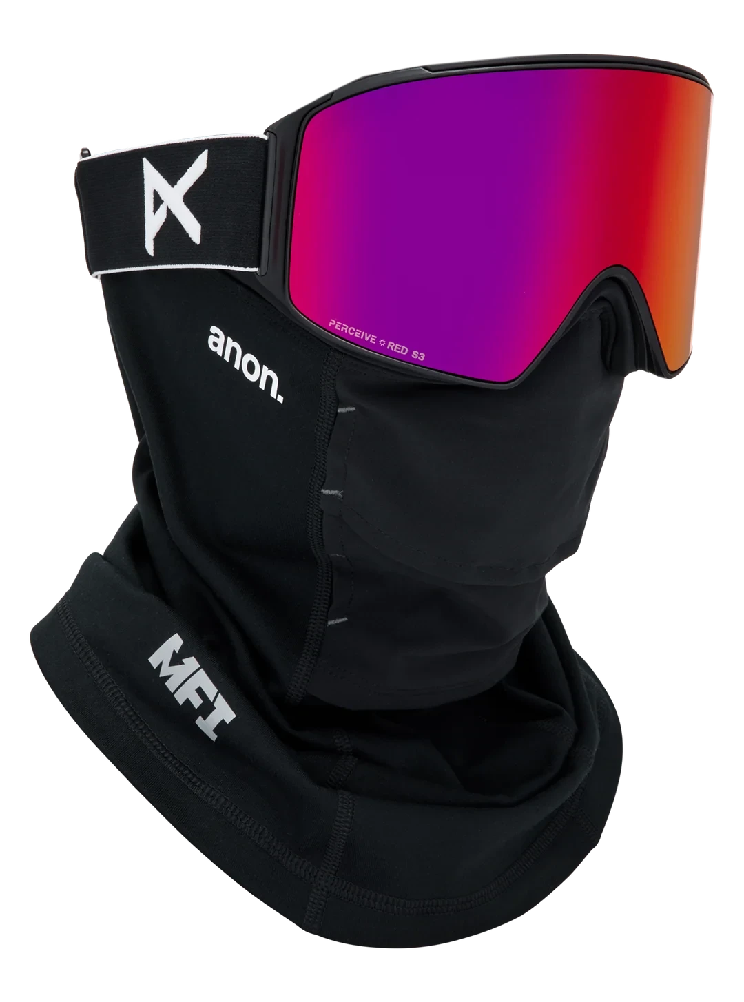 ANON M4 Cylindrical Black - Perceive Sunny Red + Perceive Cloudy Burst + MFI Facemask Snow Goggles Snow Goggles Anon