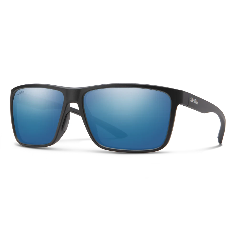 SMITH Riptide Matte Black - ChromaPop Polarized Glass Blue Mirror Sunglasses Smith