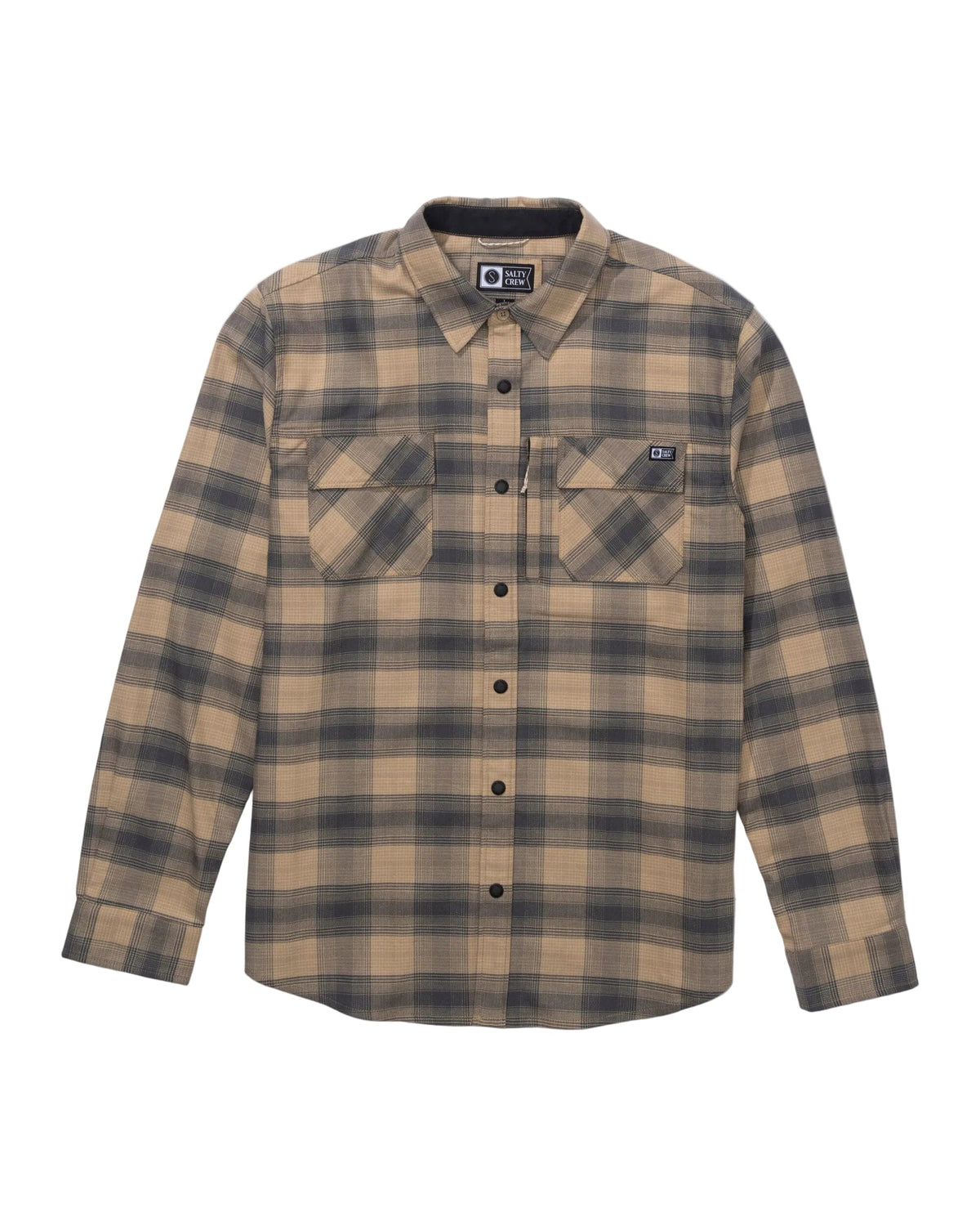 SALTY CREW Fathom Tech Flannel Khaki Men's Long Sleeve Button Up Shirts Salty Crew