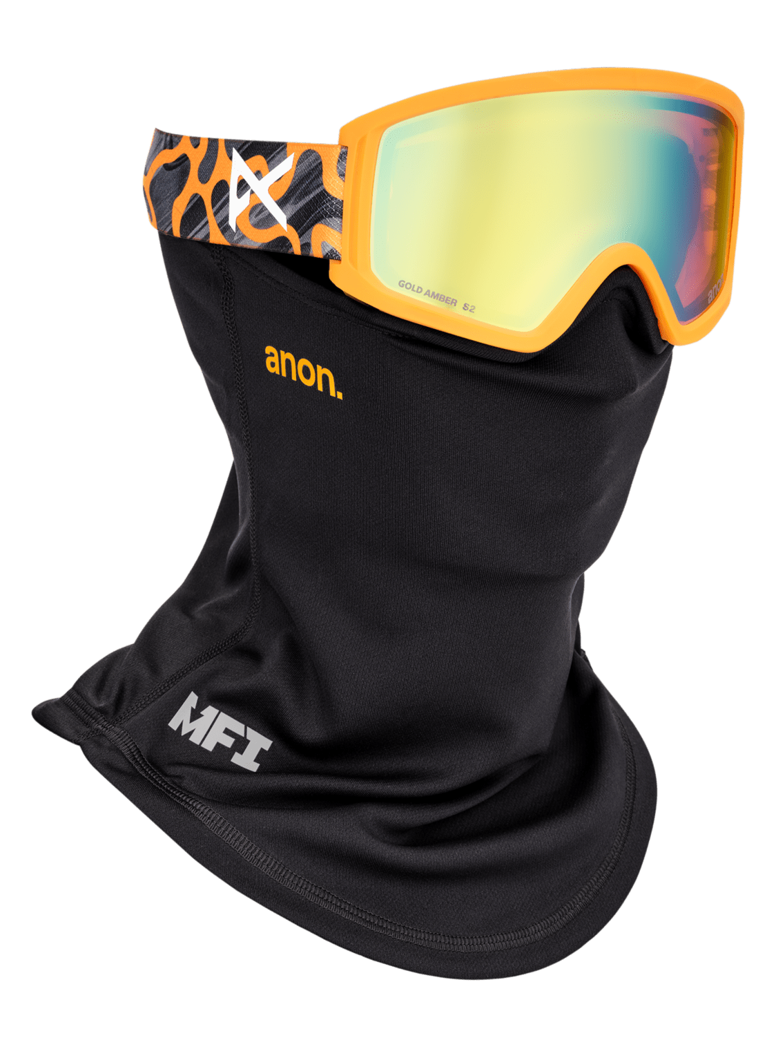 ANON Youth Tracker 2.0 Blobs - Gold Amber + Face MFI Face Mask Snow Goggle Youth Snow Goggles Anon