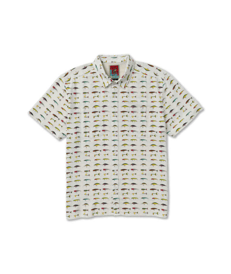RVCA Tackle Shop Short Sleeve Button Up Wheat Men's Short Sleeve Button Up Shirts RVCA