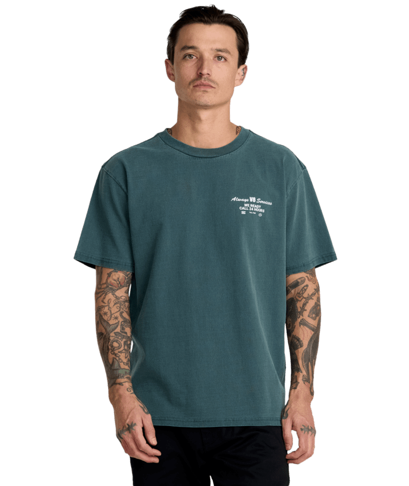 RVCA V8 T-Shirt Hunter Green Men's Short Sleeve T-Shirts RVCA