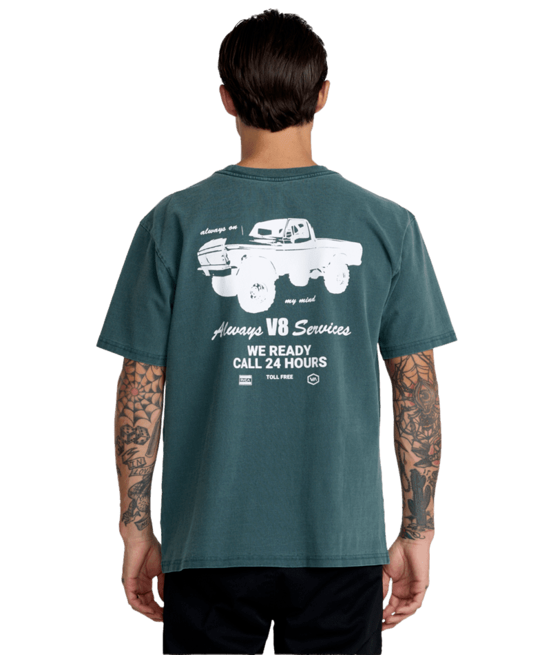RVCA V8 T-Shirt Hunter Green Men's Short Sleeve T-Shirts RVCA