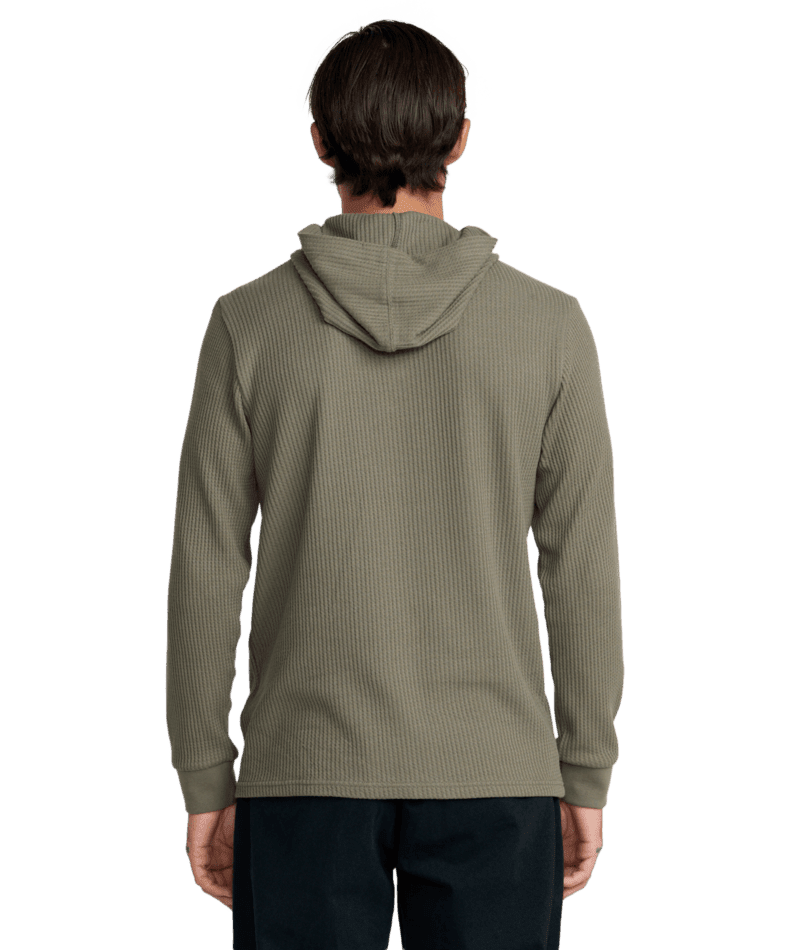 RVCA Dayshift Thermal Hooded Henley Olive Men's Long Sleeve T-Shirts RVCA