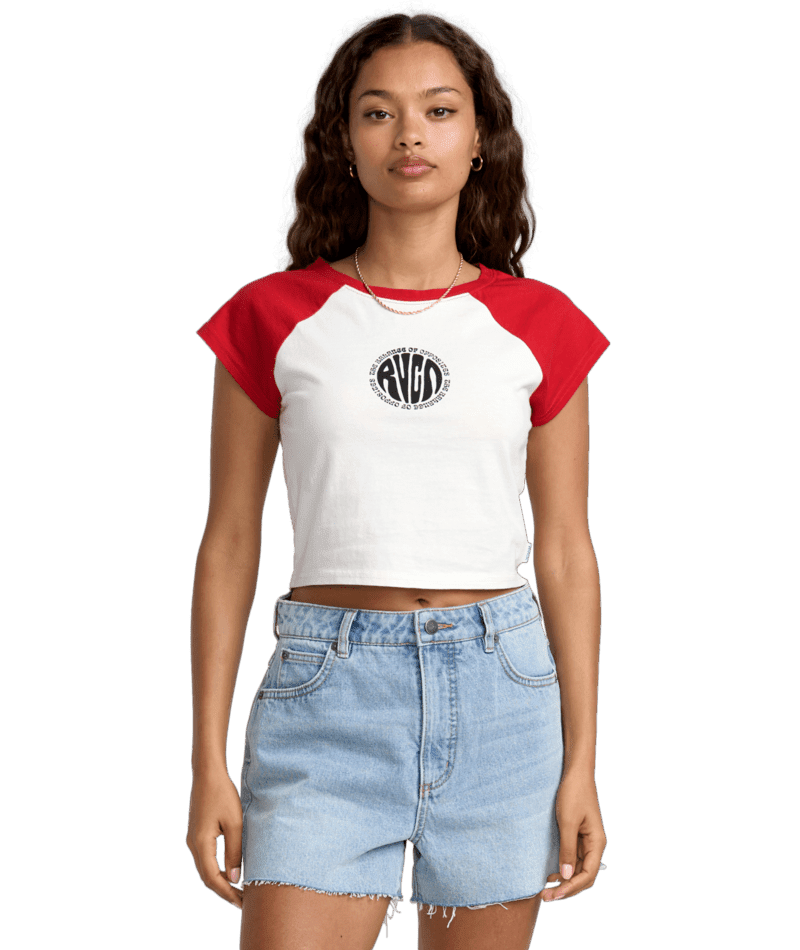 RVCA Women's Baby Raglan T-Shirt Pepper Red Women's Short Sleeve T-Shirts RVCA