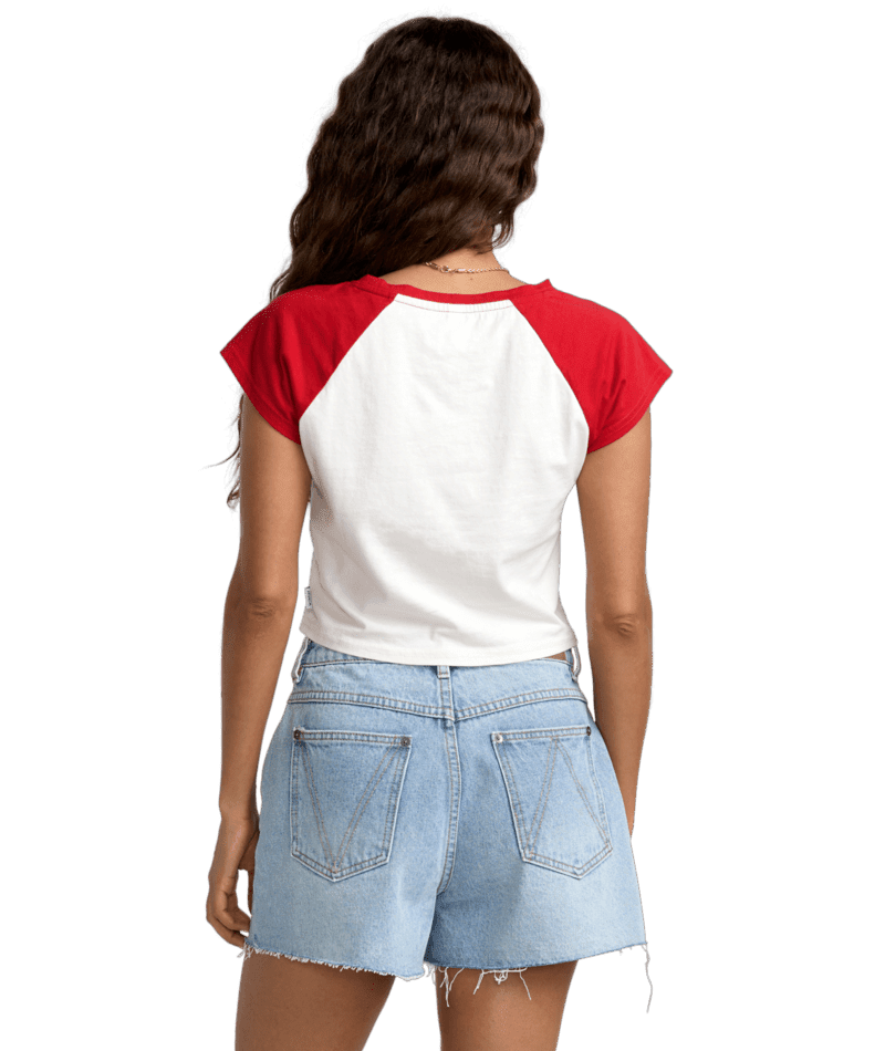 RVCA Women's Baby Raglan T-Shirt Pepper Red Women's Short Sleeve T-Shirts RVCA