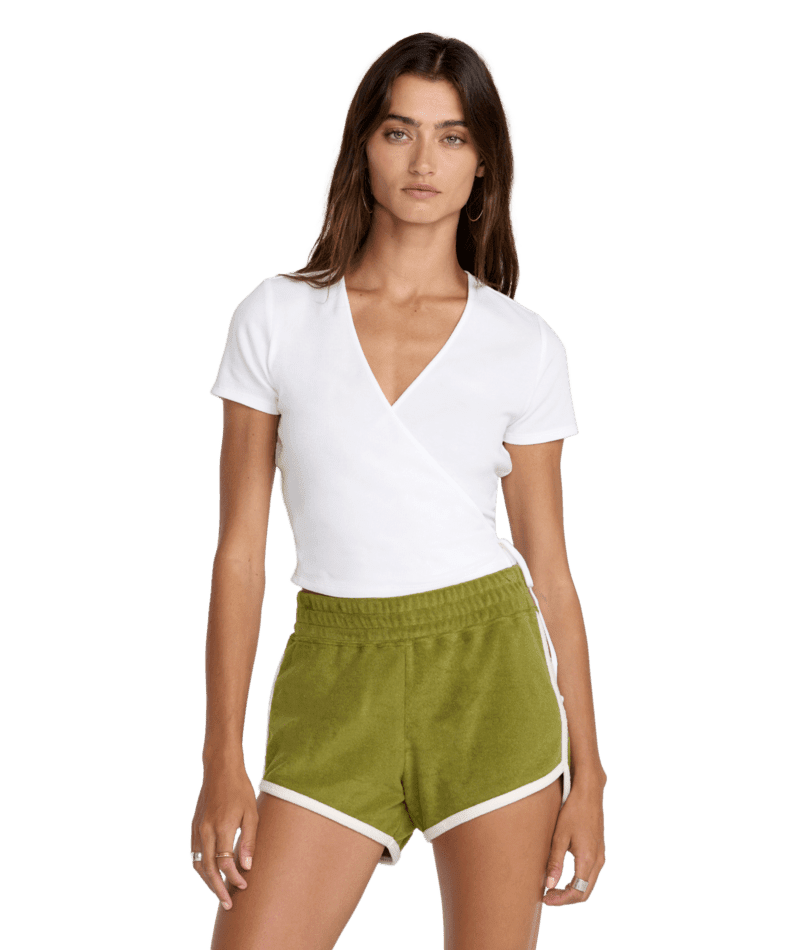 RVCA Women's Roma Wrap Top Whisper White Women's Short Sleeve T-Shirts RVCA