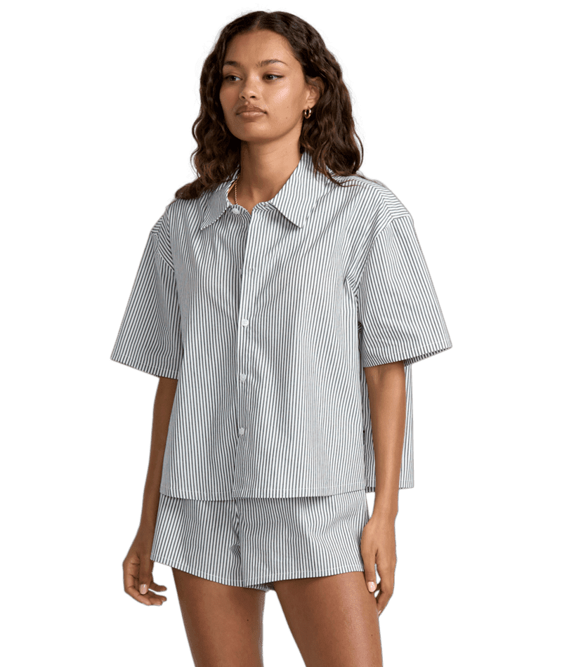 RVCA Women's Mikey Top Pirate Black Women's Flannels and Button Ups RVCA