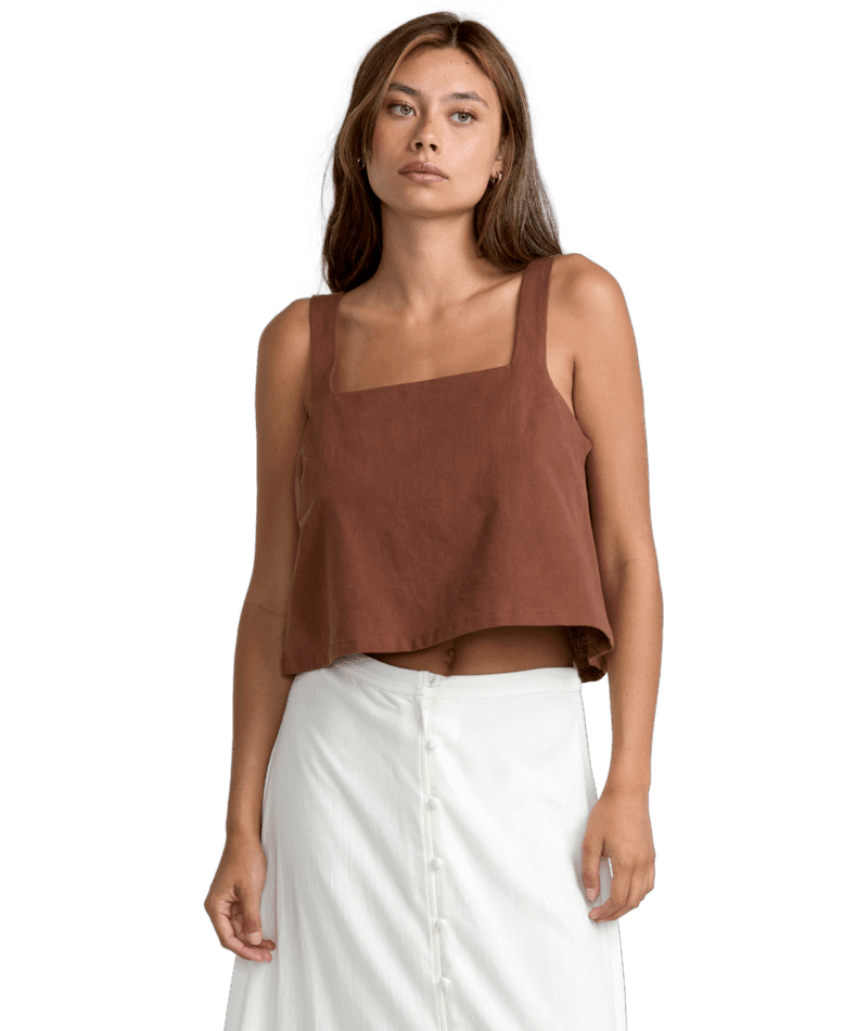 RVCA Women's Baker Top Mocha Women's Tank Tops and Halter Tops RVCA