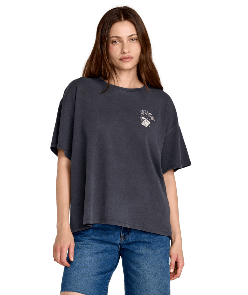 RVCA Women's Move On Boyfriend T-Shirt Graphite Men's Short Sleeve T-Shirts RVCA