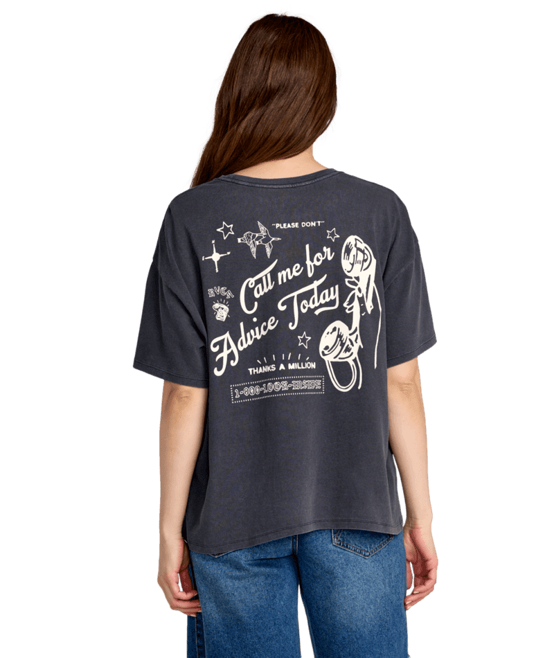 RVCA Women's Move On Boyfriend T-Shirt Graphite Men's Short Sleeve T-Shirts RVCA