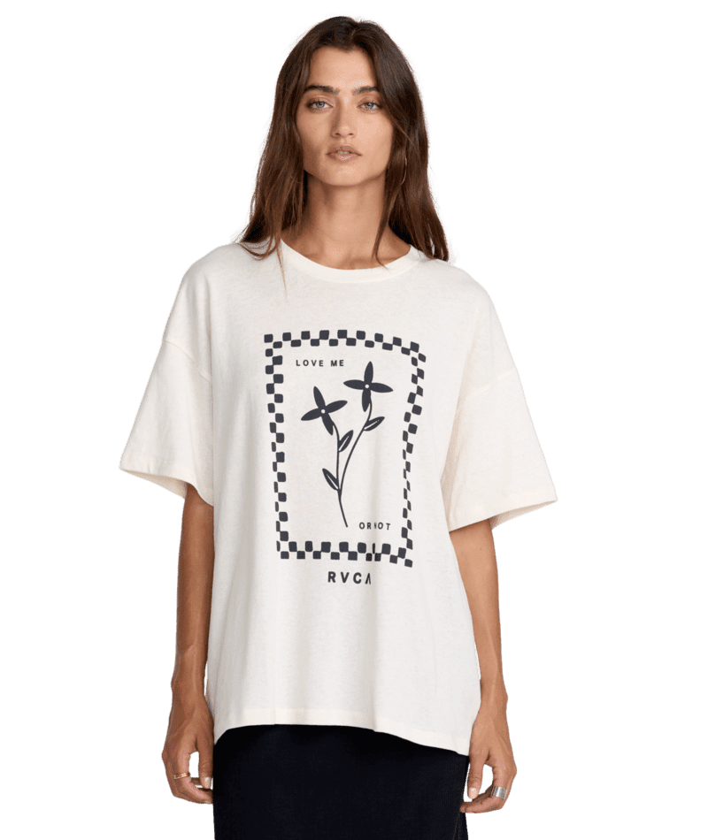 RVCA Women's Love Me Boyfriend T-Shirt Cloud Women's Short Sleeve T-Shirts RVCA