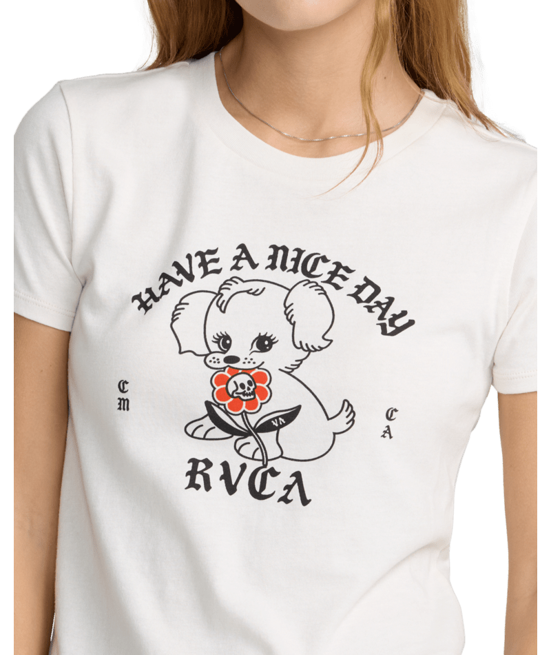 RVCA Women's Nice Day Shrunken T-Shirt Cloud