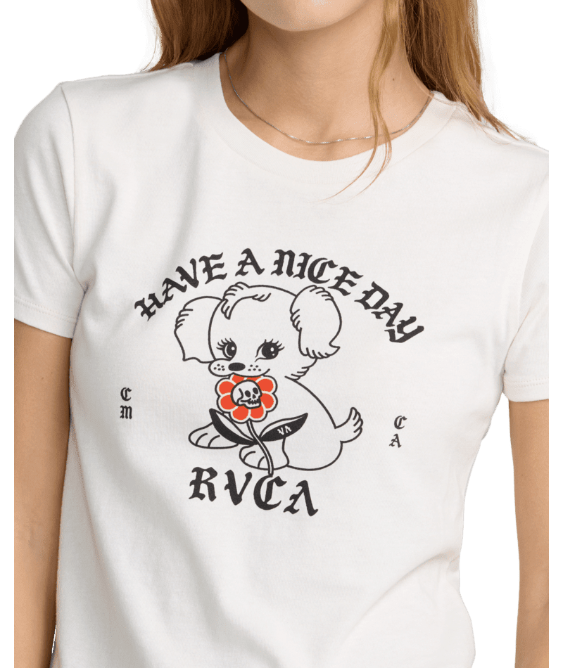 RVCA Women's Nice Day Shrunken T-Shirt Cloud Women's Short Sleeve T-Shirts Freeride Boardshop