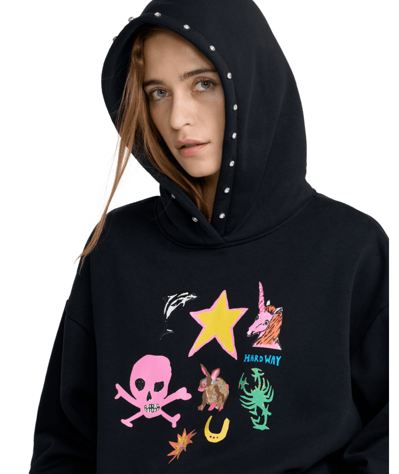 RVCA Women's Dani Miller Oversized Hoodie RVCA Black Women's Pullover Hoodies RVCA