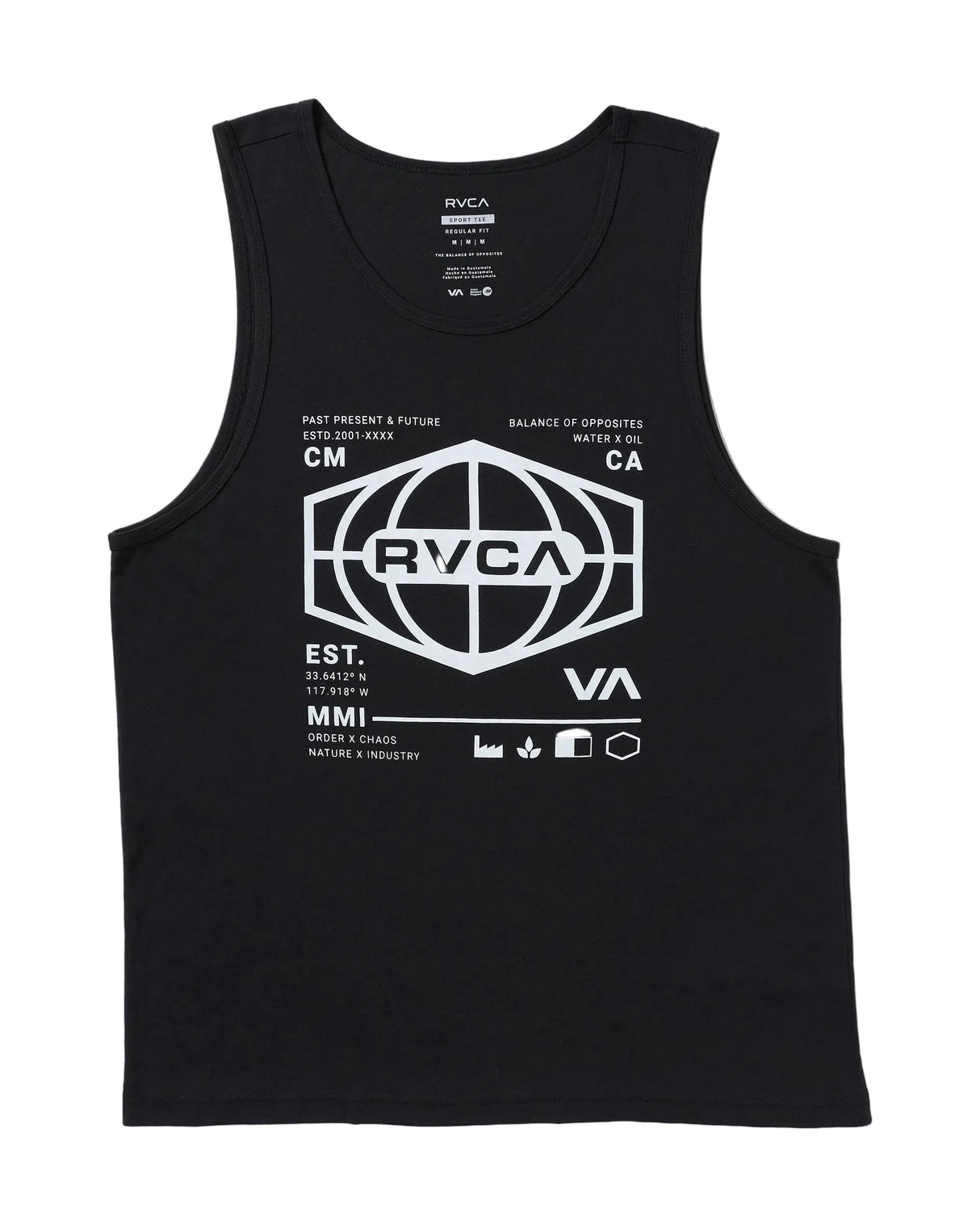 RVCA World Hex Tank Top Black Men's Tank Tops RVCA