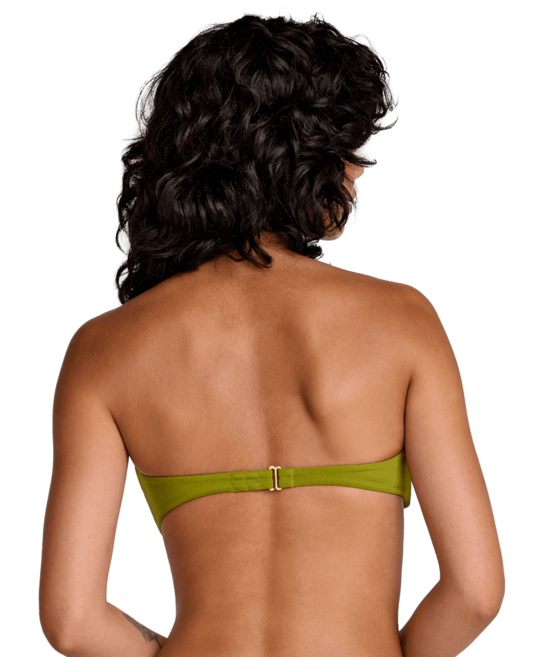 RVCA Women's Solid Halter Bandeau Bikini Top Moss Women's Bikini Tops RVCA