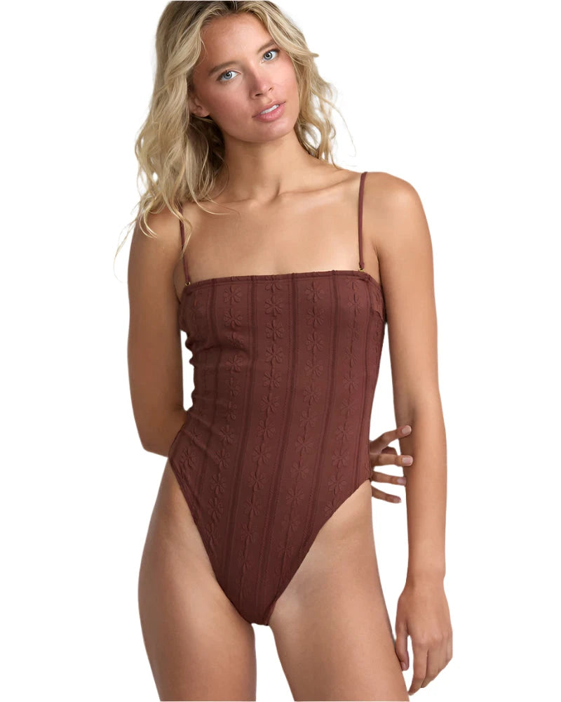 RVCA Women's Sweetness Tubular One Piece Swimsuit Mocha Women's One Pieces RVCA