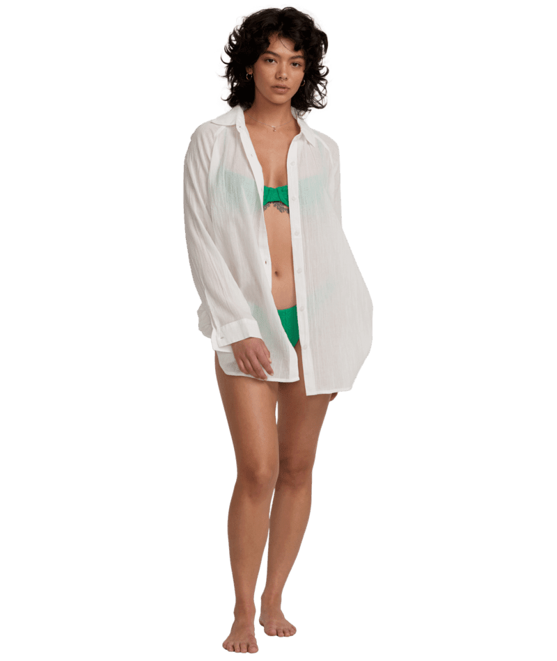 RVCA Women's Province Coverup Whisper White Women's Cover Ups and Kimonos RVCA