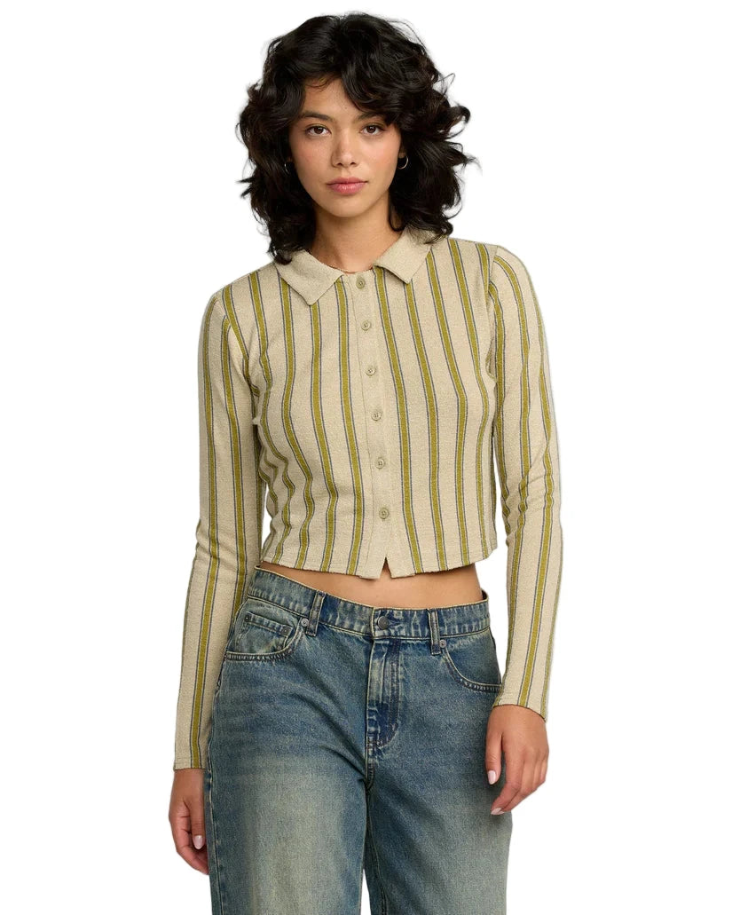 RVCA Women's Willow Long Sleeve Shirt Eucalyptus Women's Flannels and Button Ups RVCA