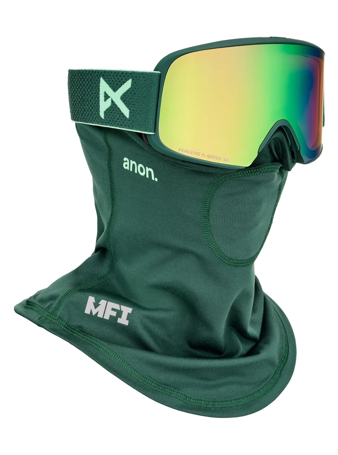 ANON M6 Brunswick Green - Perceive Variable Green + Perceive Cloudy Pink + MFI Face Mask Snow Goggle Snow Goggles Anon
