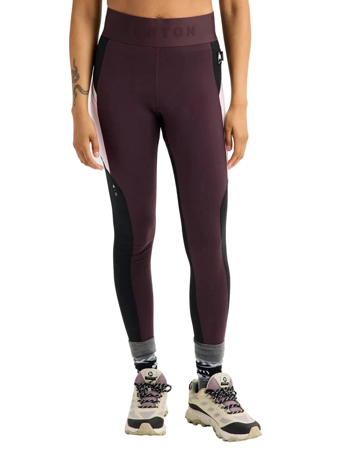 BURTON Women's Synthetic Midweight Base Layer Pants True Black/Bear Hug Brown/Moondust Purple Women's Base Layers Burton