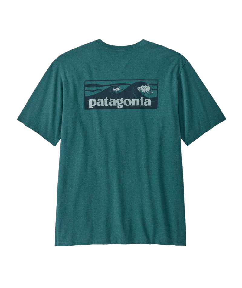 PATAGONIA Boardshort Logo Pocket T-Shirt Wetland Blue Men's Short Sleeve T-Shirts Patagonia