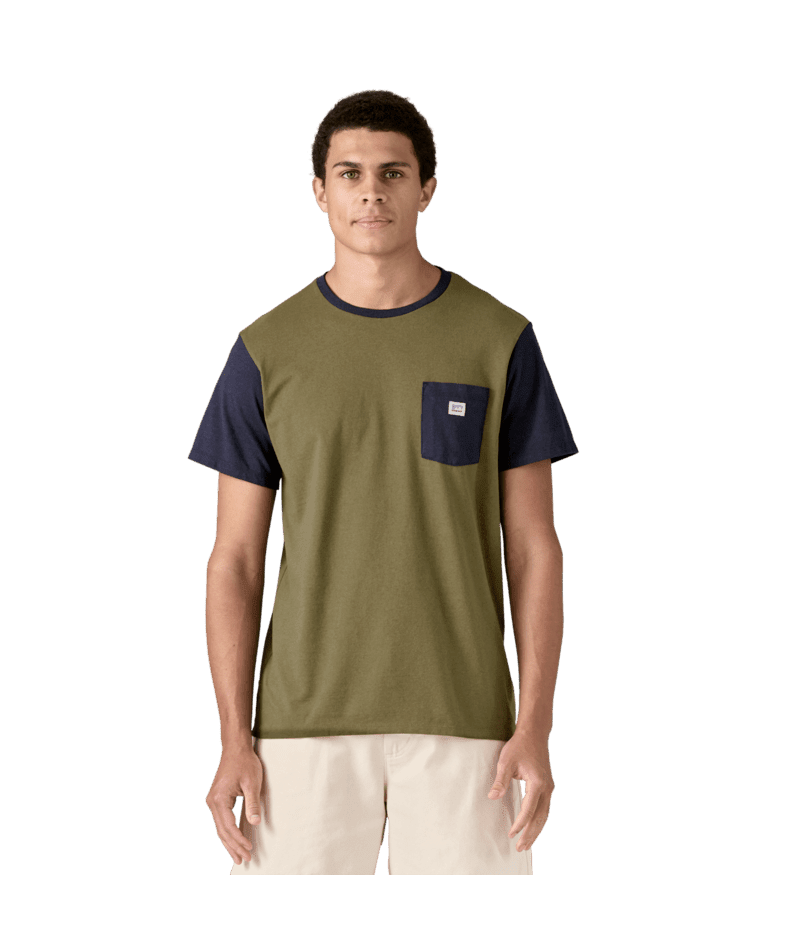 PATAGONIA Shop Sticker Pocket T-Shirt Tent Green Men's Short Sleeve T-Shirts Patagonia