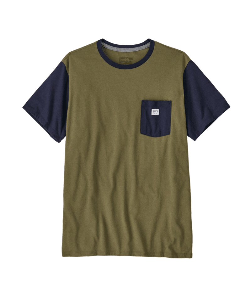 PATAGONIA Shop Sticker Pocket T-Shirt Tent Green Men's Short Sleeve T-Shirts Patagonia