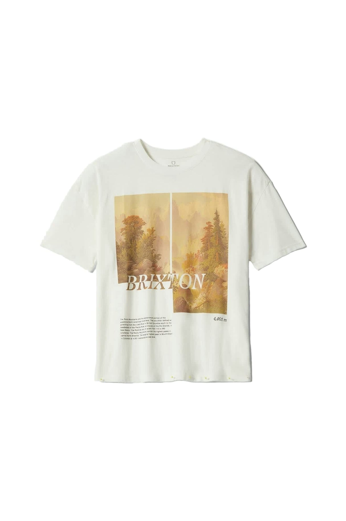 BRIXTON Women's Rocky Mountain Oversized Boyfriend T-Shirt Off White Women's Short Sleeve T-Shirts Brixton