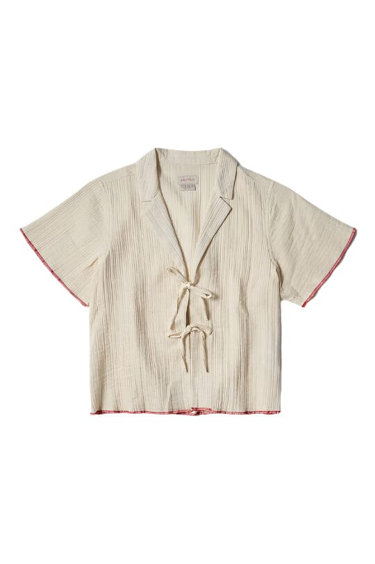 BRIXTON Women's Wandering Tie Top Off White Women's Blouses Brixton