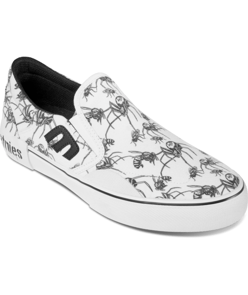 ETNIES Marana Slip X Bones Shoes White/Black Men's Skate Shoes Etnies