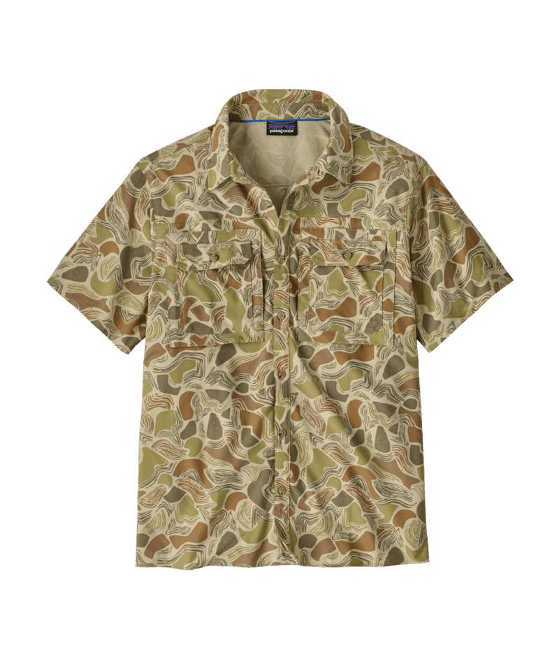 PATAGONIA Self-Guided Sun Short Sleeve Button Up Coastal Edge/Weathered Stone Men's Short Sleeve Button Up Shirts Patagonia