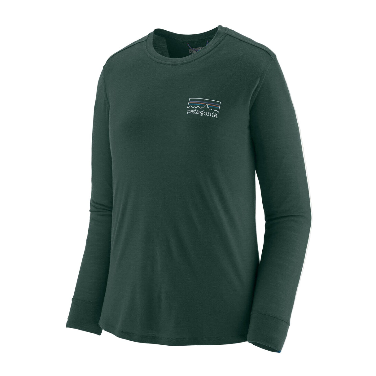 PATAGONIA Women's Long-Sleeve Capilene Cool Merino Graphic Base Layer Shirt Fitz Roy Strava/Cascade Green Women's Base Layers Patagonia