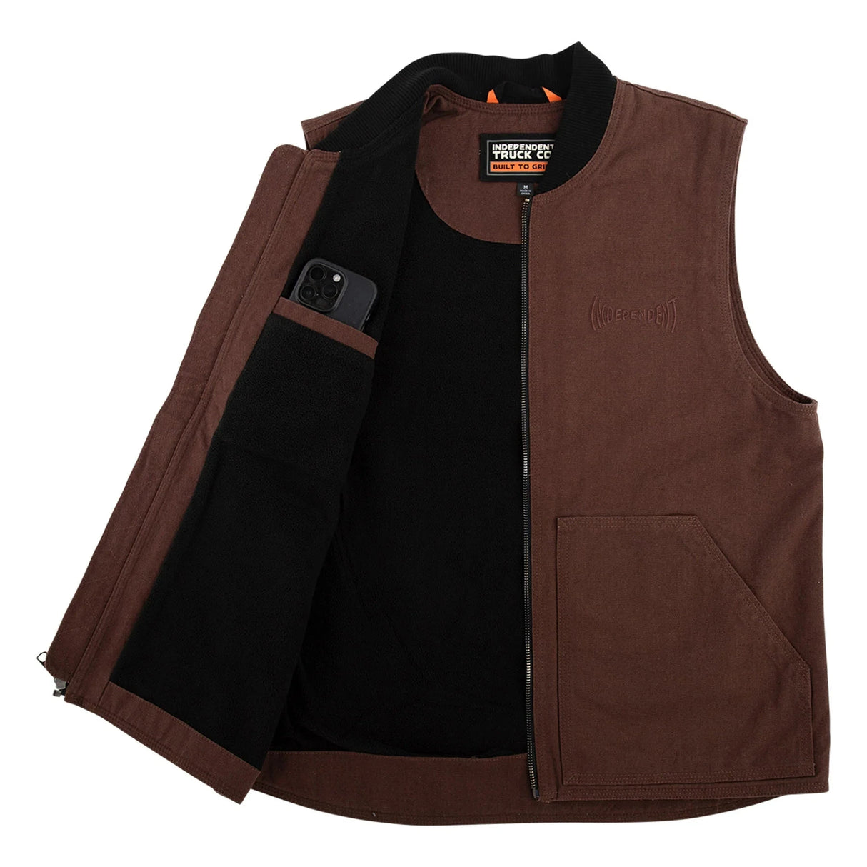 INDEPENDENT Built To Grind Canvas Vest Chocolate Men's Vests Independent