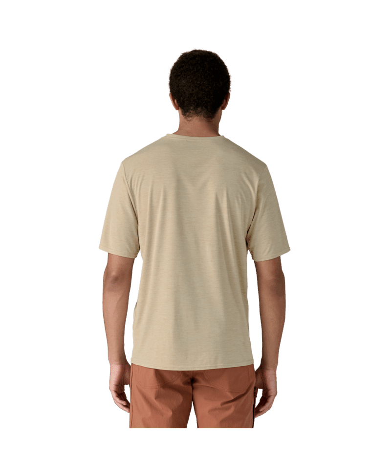 PATAGONIA Capilene Cool Daily Graphic T-Shirt '73 Text Logo: Pumice X-Dye Men's Short Sleeve T-Shirts Patagonia