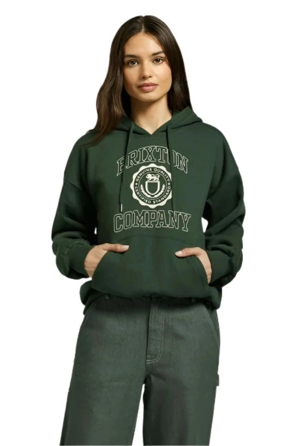 BRIXTON Women's University Hoodie Deep Forest Women's Pullover Hoodies Brixton