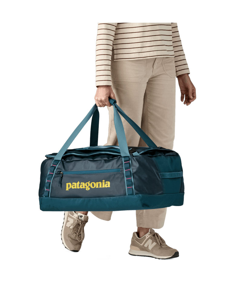 PATAGONIA Black Hole 55L Duffel Tidal Teal With Luminous Pink Duffle Bags Patagonia