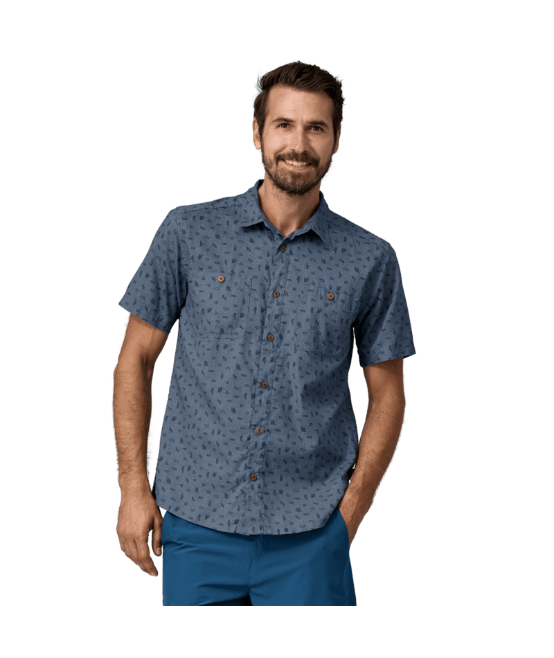 PATAGONIA Back Step Short Sleeve Button Up Utility Blue Men's Short Sleeve Button Up Shirts Patagonia 