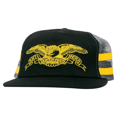 ANTIHERO Basic Eagle Snapback Hat Black/Charcoal/Yellow Men's Hats Antihero