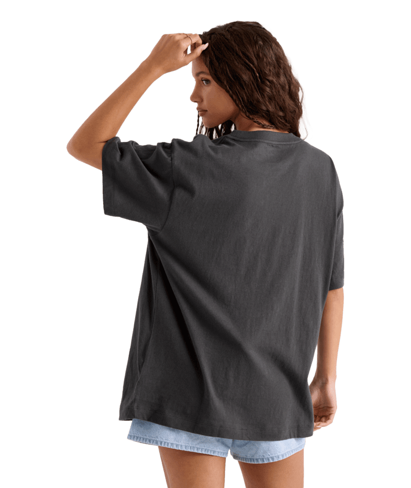 VOLCOM Women's Gatekeeper Stones Throw T-Shirt Vintage Black Women's Short Sleeve T-Shirts Volcom